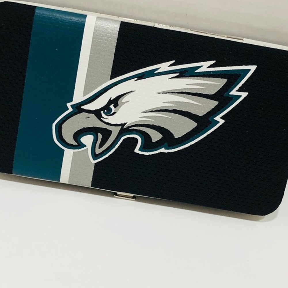 Philadelphia Eagles Credit Card Wallet Hard Case NFL Fabric Slim 7 x 4 Logo